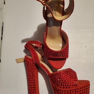 Platform Red Bling out Heels size 8